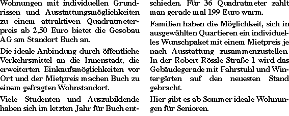 Wohnungen mit individuellen Grundrissen und Ausstattungsmöglich