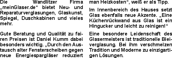 Die  Wandlitzer Firma „meinGlaser.de“ bietet Neu- und Reparatur