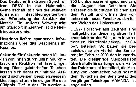 Das Deutsche Elektronen-Synchrotron DESY in der Helmholtz-Gemei