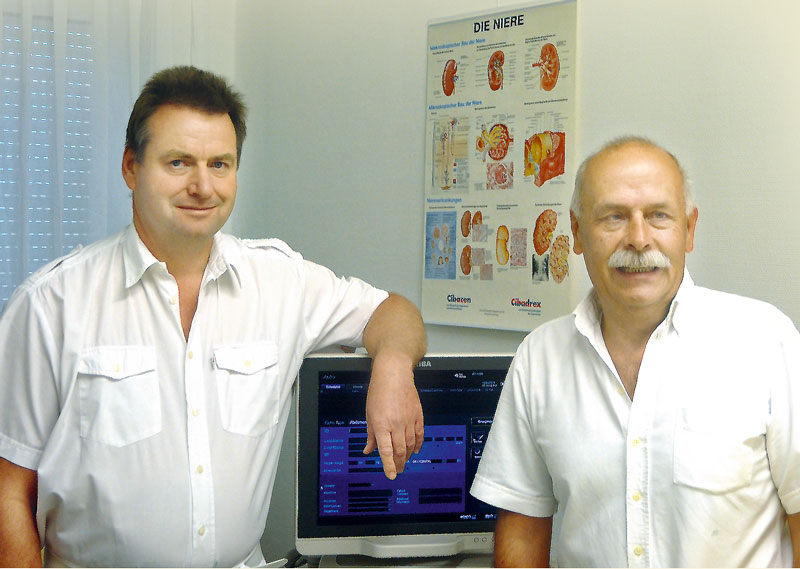 Foto von Dr. Henrik Jakobs und Götz Krupp von der Firma Alwall-Haus, Dialyse-Zentrum Berlin