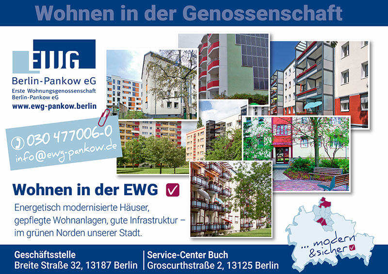 Foto von der Firma EWG Erste Wohnungsgenossenschaft Berlin-Pankow eG; Geschäftsstelle