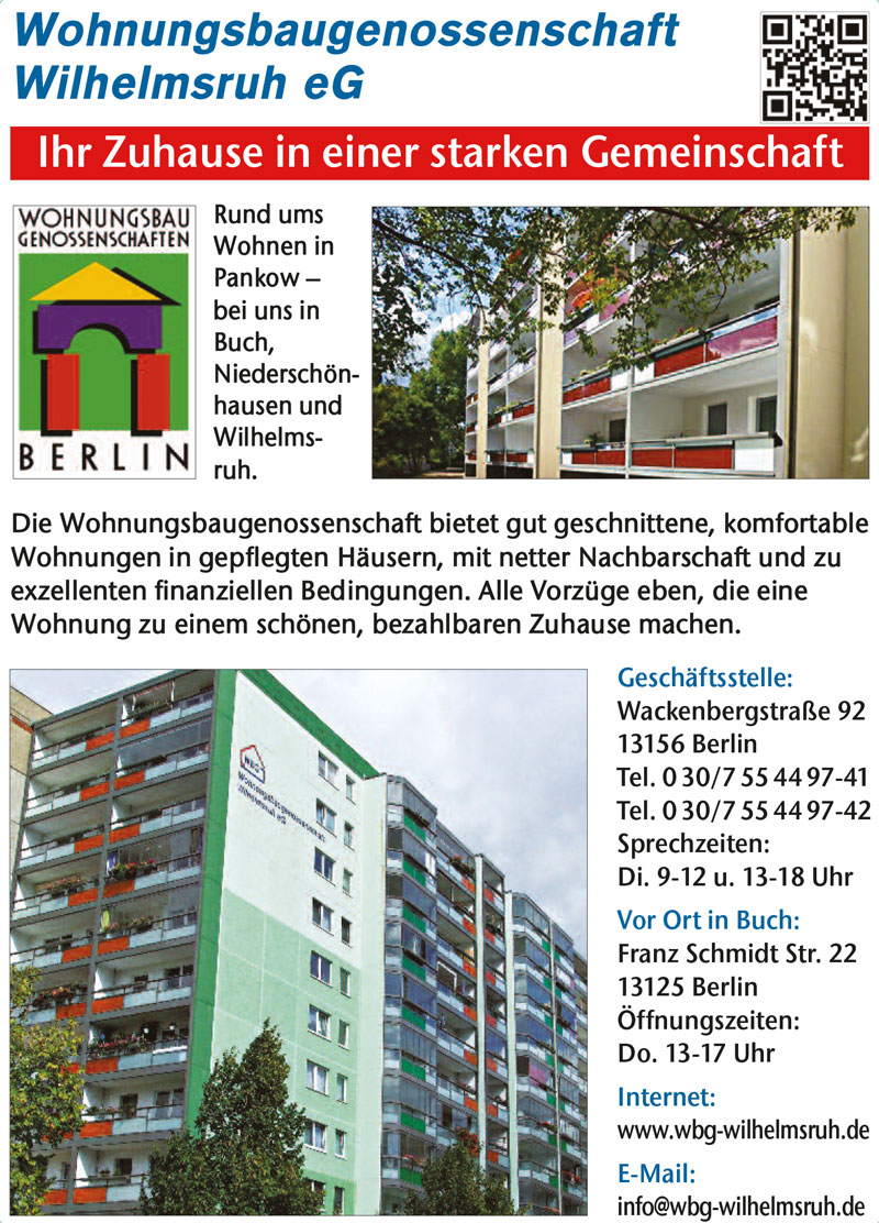 Foto von der Firma Wohnungsbaugenossenschaft Wilhelmsruh eG