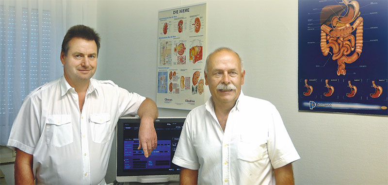 Foto von Dr. Henrik Jakobs und Götz Krupp von der Firma Alwall-Haus, Dialyse-Zentrum Berlin