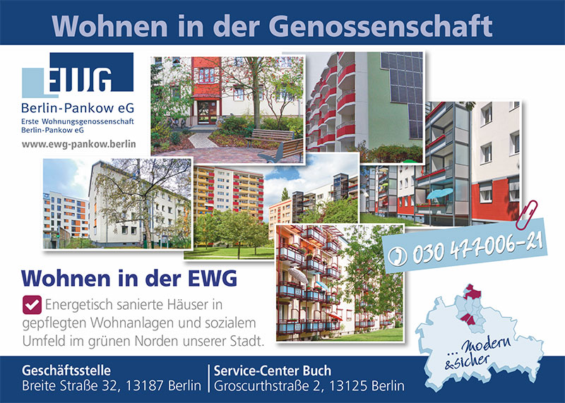 Foto von der Firma EWG Erste Wohnungsgenossenschaft Berlin-Pankow eG; Geschäftsstelle