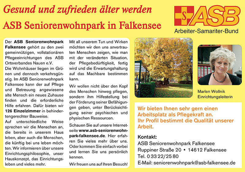 Foto von Marlen Wollnik von der Firma ASB Seniorenwohnpark Falkensee