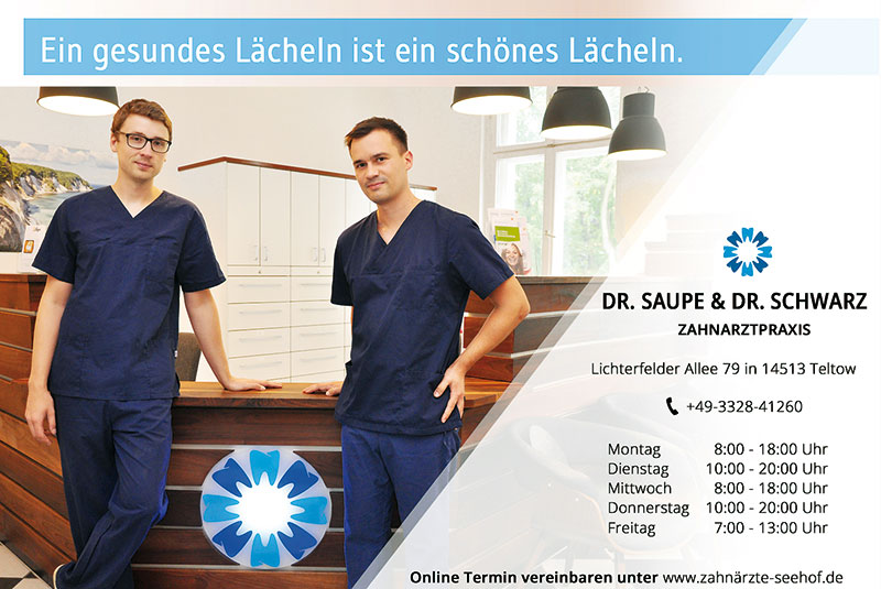 Foto von Dr. Sascha Saupe und Dr. Erik Schwarz von der Firma Zahnarztpraxis Dr. Saupe & Dr. Schwarz