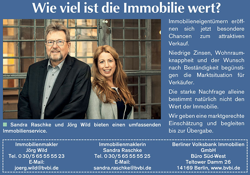 Foto von Sandra Raschke und Jörg Wild von der Firma Berliner Volksbank Immobilien GmbH