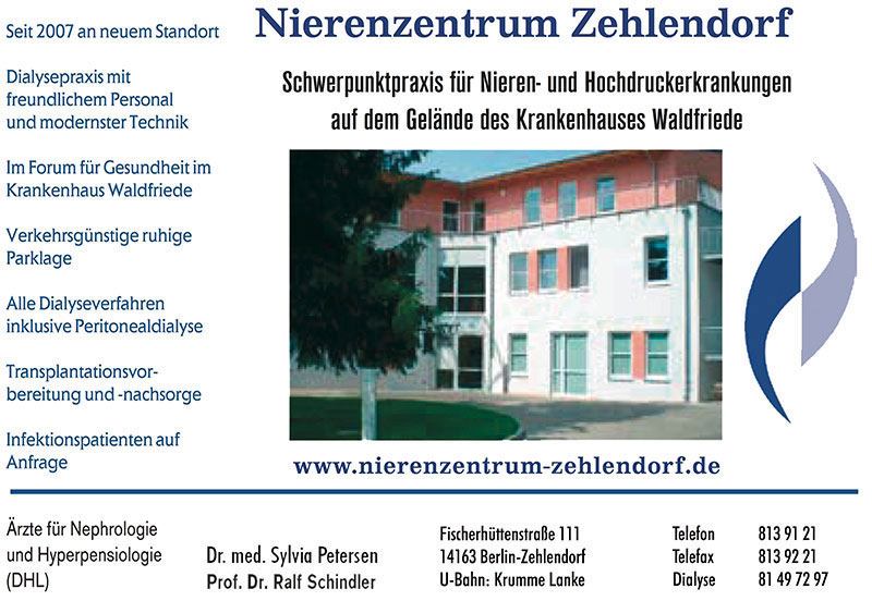 Foto von Dr. Sylvia Petersen und Prof. Ralf Schindler von der Firma Nierenzentrum Zehlendorf
