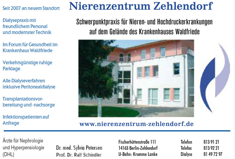 Foto von Dr. Sylvia Petersen und Dr. Lutz Pannier und Dr. Ralf Schindler von der Firma Nierenzentrum Zehlendorf