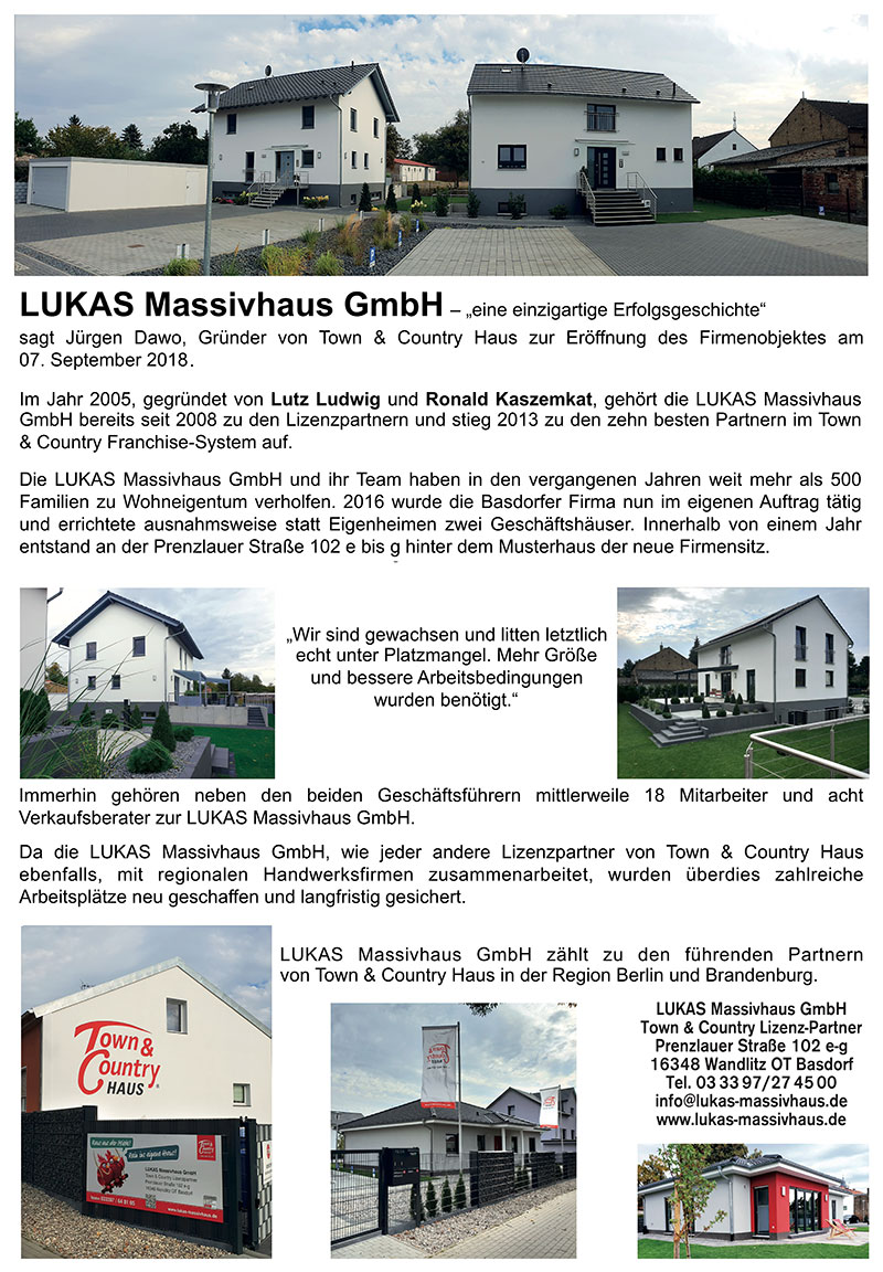 Foto von Lutz Ludwig und Ronald Kaszemekat von der Firma LUKAS Massivhaus GmbH Town & Country Lizenz-Partner