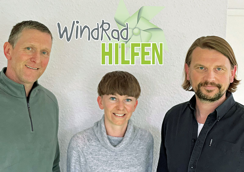 Foto von Jesko Broberg und Johannes Kosler und Susanne Alt von der Firma WindRad Hilfen