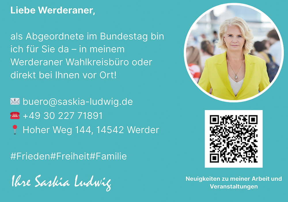 Foto von Dr. Saskia Ludwig von der Firma Abgeordnete im Bundestag Saskia Ludwig Foto von Dr. Saskia Ludwig von der Firma Abgeordnete im Bundestag Saskia Ludwig