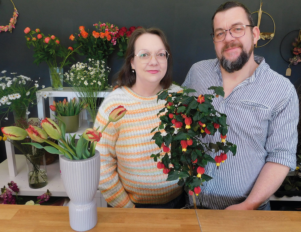 Foto von Katrin Ruhle und Torsten Ruhle von der Firma Abutilon Flowers GbR Katrin & Torsten Ruhle Foto von Katrin Ruhle und Torsten Ruhle von der Firma Abutilon Flowers GbR Katrin & Torsten Ruhle