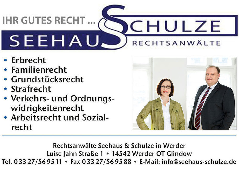Foto von Sebastian Seehaus und Jana Schulze von der Firma Rechtsanwälte Seehaus & Schulze in Werder Foto von Sebastian Seehaus und Jana Schulze von der Firma Rechtsanwälte Seehaus & Schulze in Werder