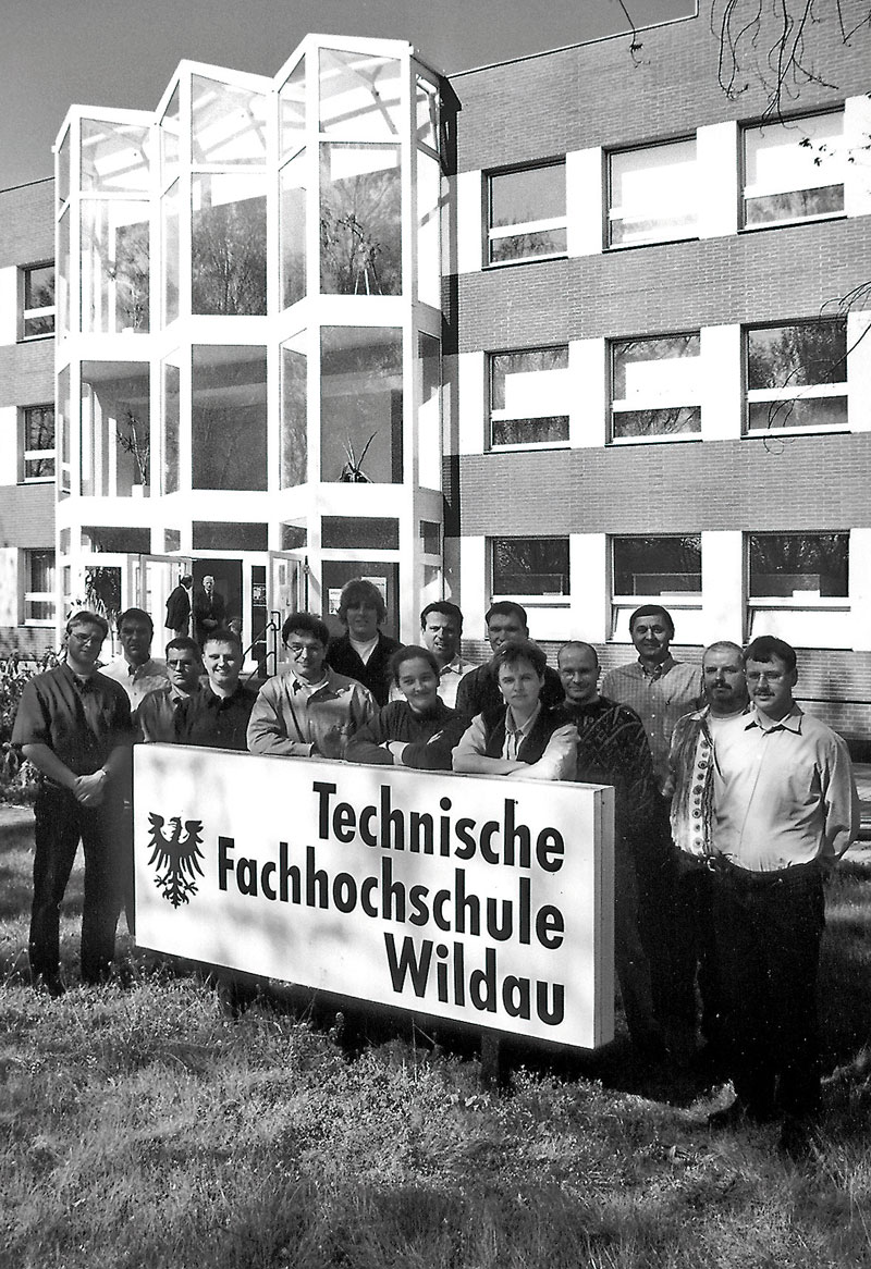 Foto von Professor László Ungvári und Professor Wilfried Arlt und Kurt Rabes und Steffen Reiche und Matthias Platzeck, Technische Hochschule, Wildau