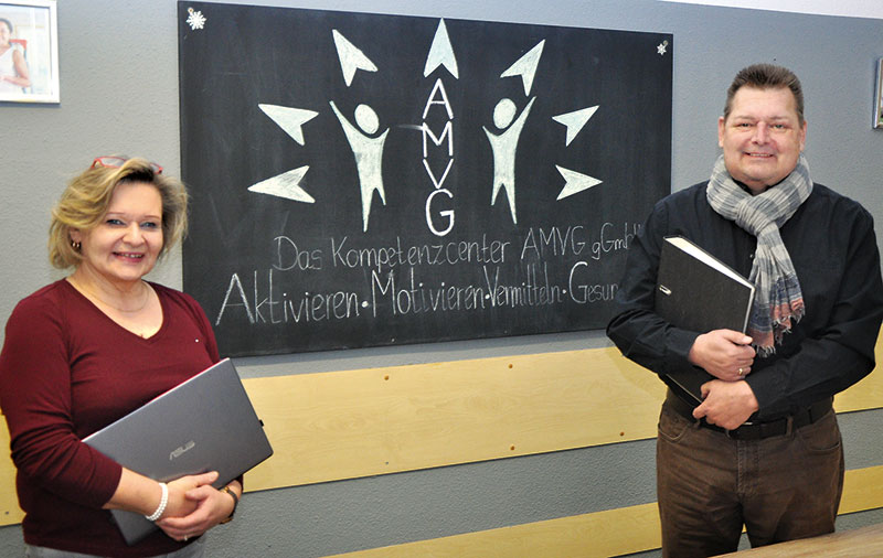 Foto von Birgit Böhm und Carsten Waschke von der Firma Das Kompetenzcenter AMVG gGmbH