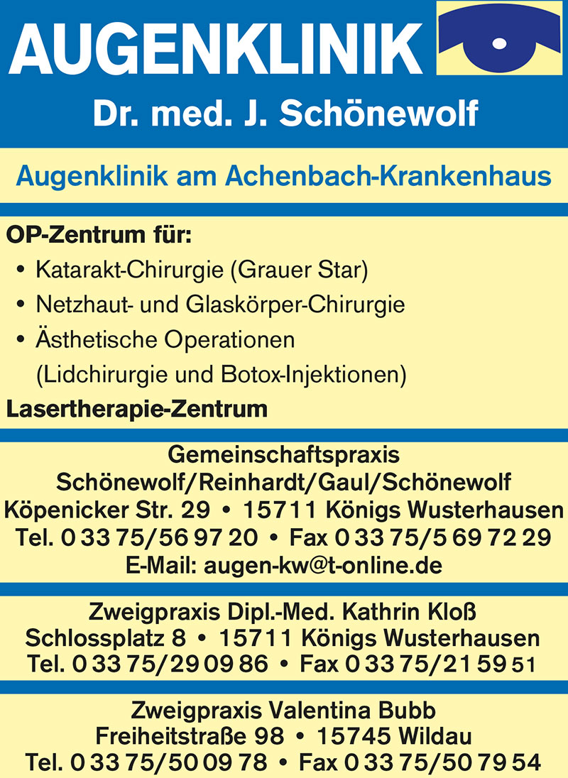 Foto von Dr. Jürgen Schönewolf von der Firma Augenklinik Dr. med. J. Schönewolf; Augenklinik am Achenbach-Krankenhaus, Gemeinschaftspraxis Schönewolf/Reinhardt/Gaul/Schönewolf
