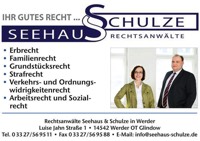 Foto von Sebastian Seehaus und Jana Schulze von der Firma Rechtsanwälte Seehaus & Schulze in Werder